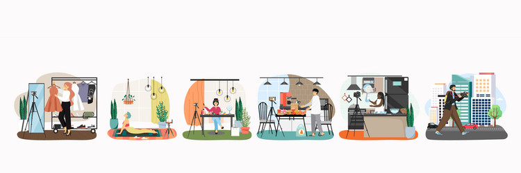 Bloggers & Vloggers Creating Content vector image