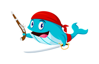 Cartoon Pirate Whale Vector Image