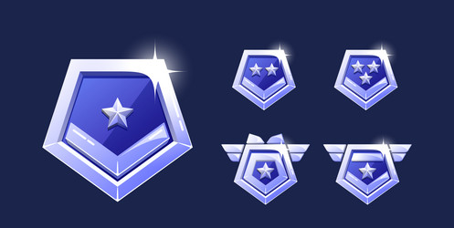 Combat game level metallic ui icons pentagon vector