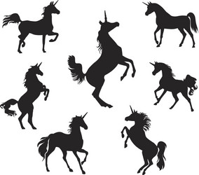 Elegant Unicorn Silhouettes Vector Image