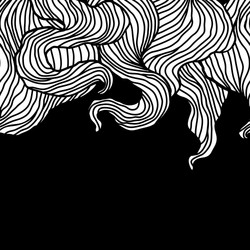 Seamless pattern with wave line curls monochrome vector