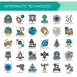 Astronautics thin line and pixel perfect icons vector