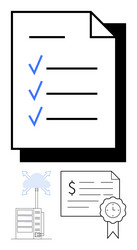 document with checklist cloud server vector image