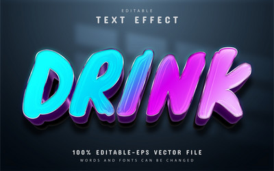 Drink text gradient effect editable vector