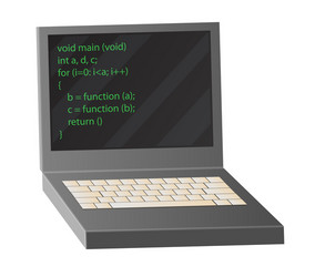 Open notebook depicting coding process vector