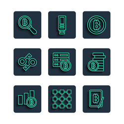 set line pie chart infographic bitcoin blockchain vector image