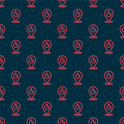 red line map pointer with fire flame icon isolated vector image