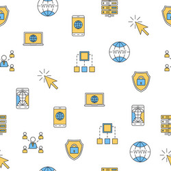 seamless pattern - computer thin line icons vector image