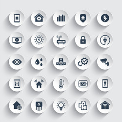 Smart home house automation system icons set vector