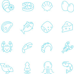 thin lines icon set - raw food material vector