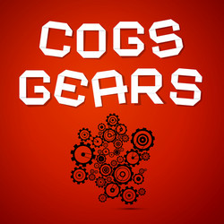 abstract cogs - gears on red background vector image