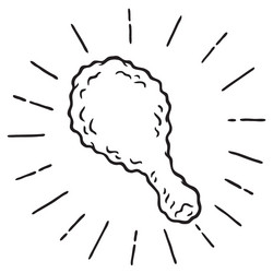 Cartoon hand drawn fried chicken wing line art Vector Image