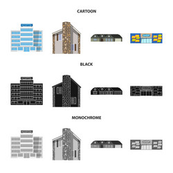 isolated object building and front symbol set vector image