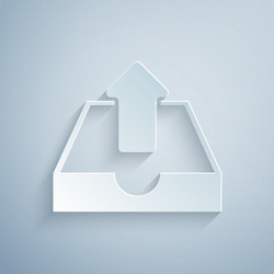 paper cut upload inbox icon isolated on grey vector image