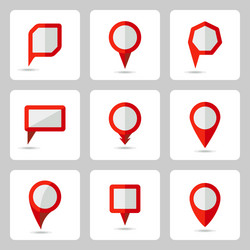 Pointer red icons set various forms vector