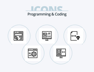 programming and coding line icon pack 5 vector image