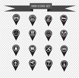 set of map pointer icons for website vector image