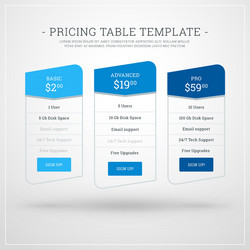 design template for pricing table websites vector image