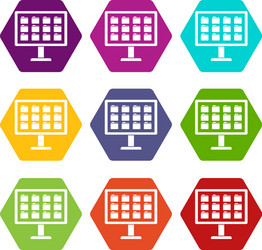 Desktop of computer with folders icon set color vector