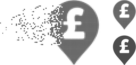 Dissolved pixel halftone pound sterling marker vector