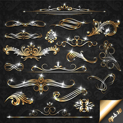 Ornate golden frames set over black Royalty Free Vector