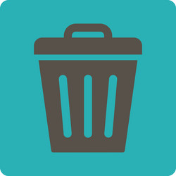 trash can flat grey and cyan colors rounded button vector image