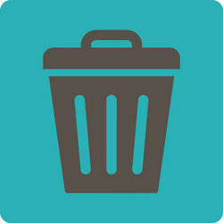 Trash can flat grey and cyan colors rounded button vector