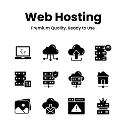 grab this amazing web hosting icons set in trendy vector image