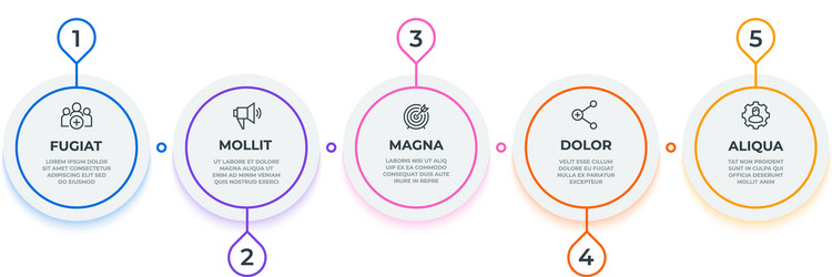 Line flow infographic 5 steps circle workflow vector