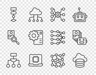 set line algorithm cloud database neural network vector image