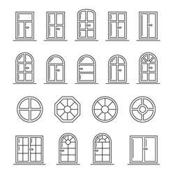 Set windows line icon architecture elements Vector Image
