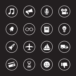 white simple flat icon set 5 with circle frame vector image