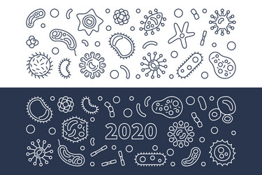 2020 viruses concept outline banners vector