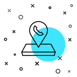black line map pointer with telephone vector image