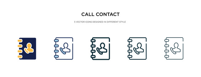 call contact icon in different style two colored vector image