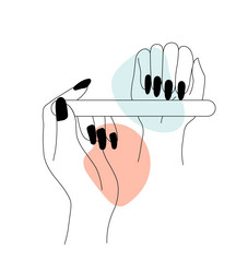 female hands with nail file vector