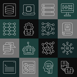 set line artificial intelligence robot neural vector image