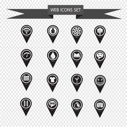 set of map pointer icons for website vector image