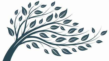 stylized tree with dynamic branch and leaf design vector image