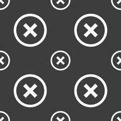 Cancel icon no sign seamless pattern on a gray vector