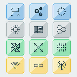 machine icons set with variable architecture vector image