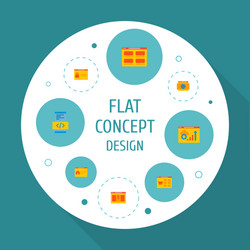 set of website development icons flat style vector image