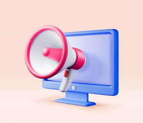 3d megaphone in computer isolated vector image
