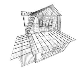 house sketch rendering 3d vector