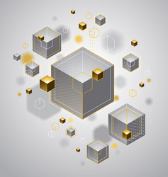 abstract design with cluster 3d cubes vector image