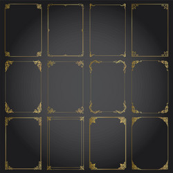 Decorative rectangle frames and borders set gold Vector Image