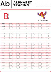 letter b alphabet tracing book with example vector image