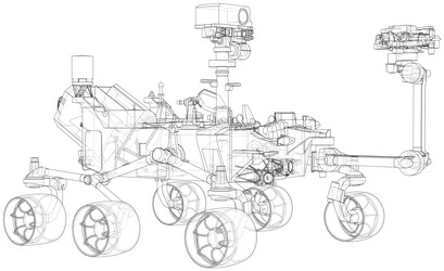 Mars Rover Rendering - Wireframe vector image