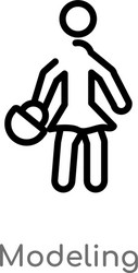 outline modeling icon isolated black simple line vector image
