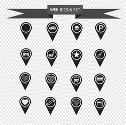 set of map pointer icons for website vector image